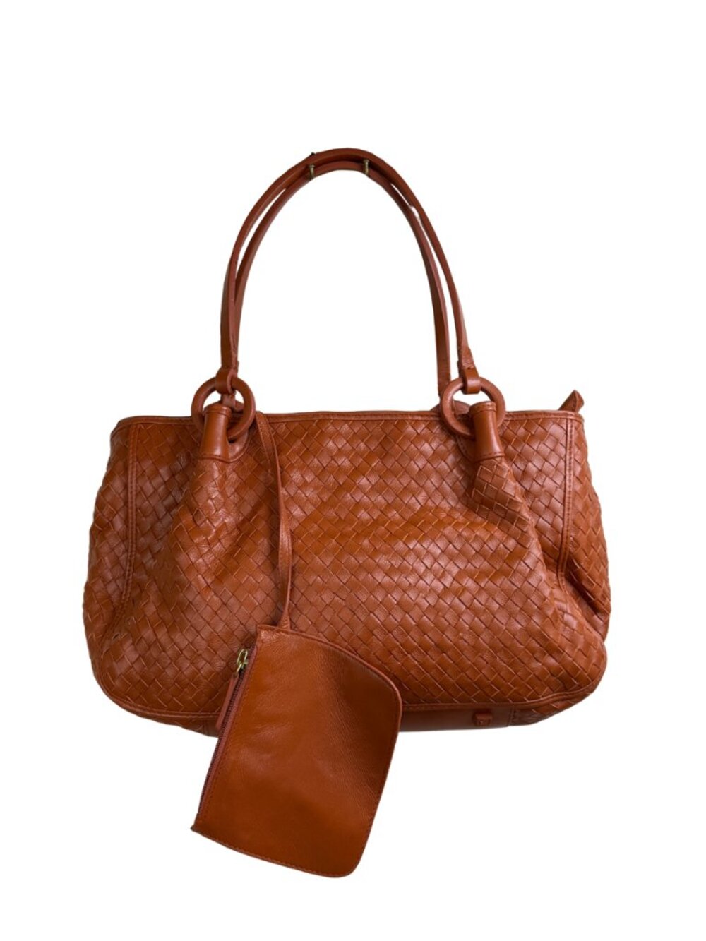 Vintage Ashneil Woven Leather Shoulder Bag Brown Intrecciato Style - Picture 2 of 6